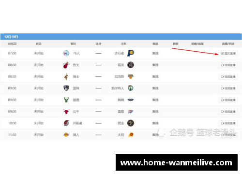 今日NBA赛程及直播情况一览